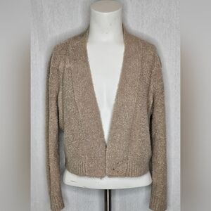 Calvin Klein Khaki Wool Blend Open Front Women's Knit  Cardigan Sweater‎ SizeM